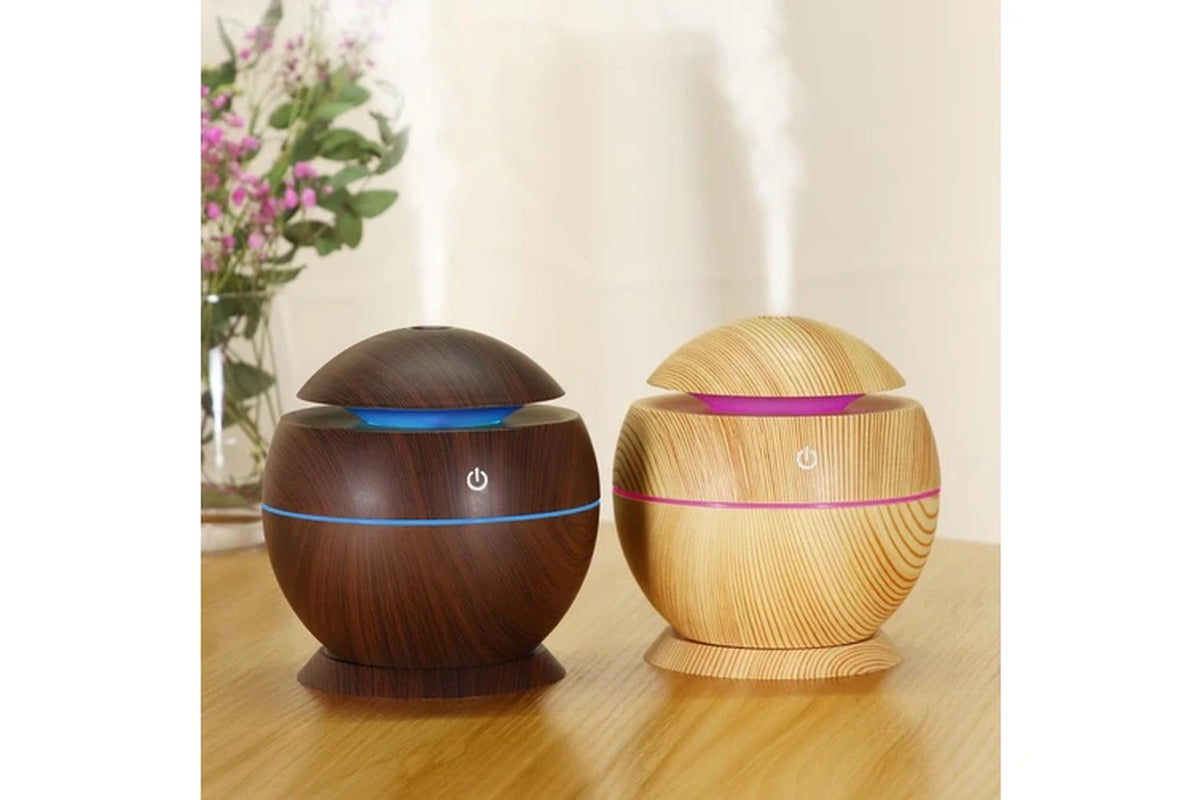 130Ml Air Humidifier USB Air Diffuser Ultrasound Air Humidifier Essential Oil Aromatherapy Machine with Seven-Color Light for Home Bedroom Office