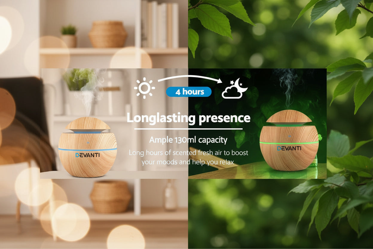 Aroma Diffuser Aromatherapy Light Wood 130Ml