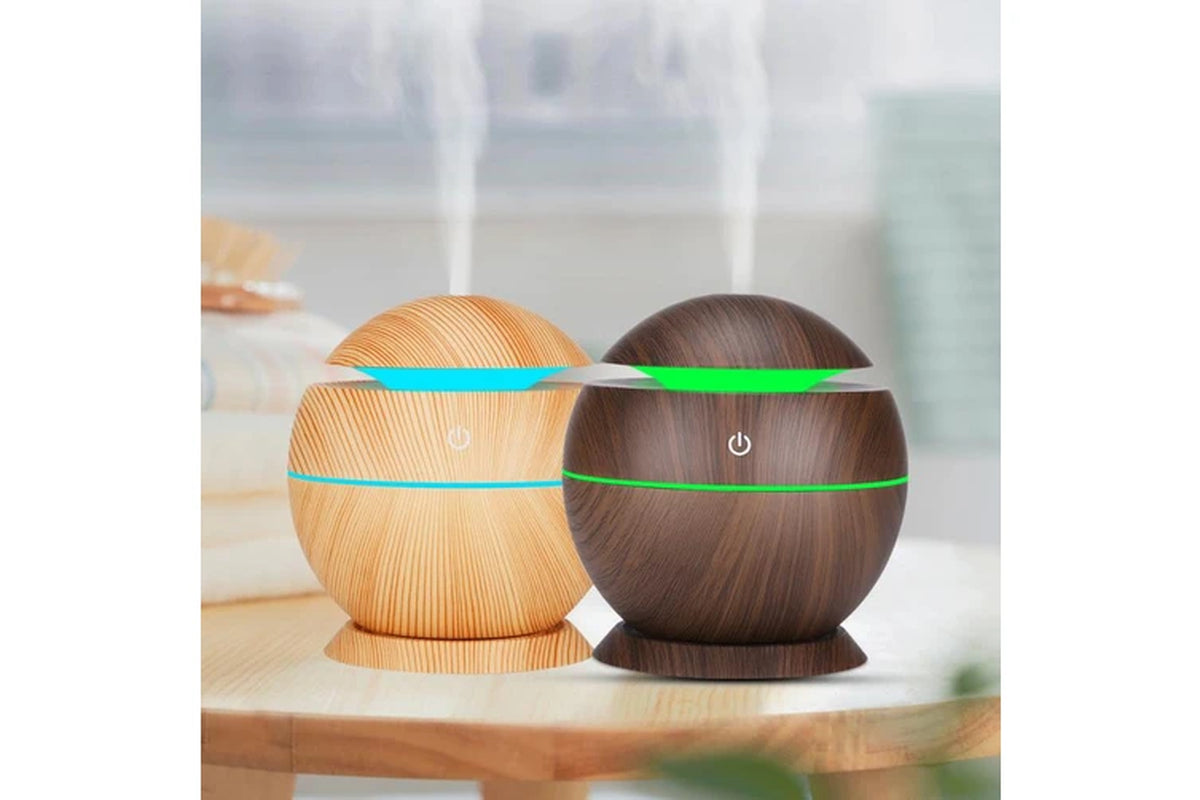 130Ml Air Humidifier USB Air Diffuser Ultrasound Air Humidifier Essential Oil Aromatherapy Machine with Seven-Color Light for Home Bedroom Office