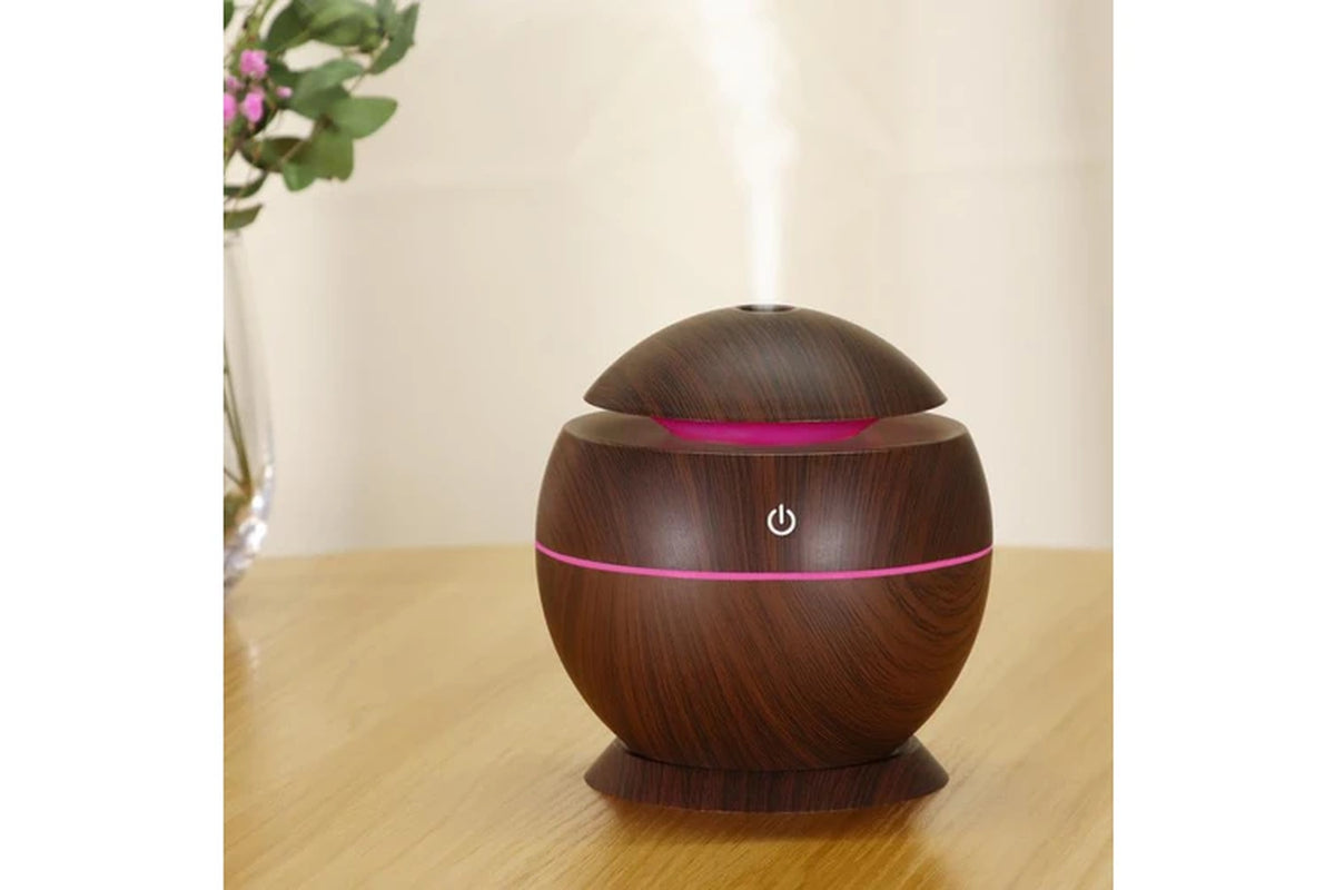 130Ml Air Humidifier USB Air Diffuser Ultrasound Air Humidifier Essential Oil Aromatherapy Machine with Seven-Color Light for Home Bedroom Office