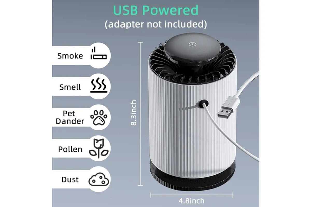 Small Desktop Air Purifier for Smoke Odour (White)